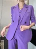 Vestido de dos piezas Temperamento de primavera Nicho Traje violeta Chaleco profesional para mujer Blazer de tres piezas y falda SetTwo