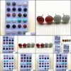 Konst och hantverk Simple Trendy Geometric 12mm Round Mixed Color Natural Stone Rose Quartz Amethyst Stud￶rh￤ngen f￶r kvinnor smycken Dr DHZPV