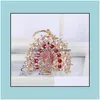 Nyckelringar smycken Creative Cartoon Peacock Chain Diamante sprider sin svans ring Beacuif Fashion Aessory Girl Bag Hang Drop Delive Dhd0p