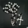 Naszyjniki wiszące religijne Jezus Cross łańcuch klasyczny ręcznie robiony naszyjnik modlitwa kryształy koraliki biżuteria różańca dhs p246fa kropla dostarcza dh1eh