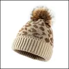 Beanie/Skull Caps Designer Beanie 3 färger kvinnor leopard korn hatt mode flicka förtjockad varm vinterkapp hög kvalitet bra 1913 t2 dhutr