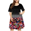 Casual Dresses Summer Women Bohemian Flower Print Dress Kort ärm Löst vintage damer 3D randig mini plus storlek 2023Casual