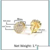 Stud Earrings Jewelry 925 Sier Hexagon Drop 1 Pair Casual Iced Out Diamond Micro Pave Cubic Zircon Earring Men Women Gift Delivery267c