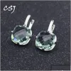 Stud Earrings Jewelry Csj Green Amethyst Quartz Good Earring Sterling 925 Sier Cushion Cut Fine For Women Lady Party Engagement Gift Dhe7L