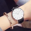 Нарученные часы Япония Quartz Simple Women Fashion Watch White Leather Strap Ladies Watch Watches Бренд водонепроницаемые наручные часы 36 мм