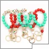 Porte-clés Bijoux 12 Couleurs Noël Halloween Perle En Bois Bracelet De Noël Porte-clés De Qualité Alimentaire Perles De Sile Bracelets Femmes Fille Dhf1Z