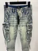 2023 Newest great Mens distressed ripped skinny pocket designer jeans ~ US SIZE 28-36 jeans ~ high quality slim motorcycle moto biker causal denim pants hip hop jeans