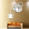 Relógios de parede GH GH Creative Diy Acrílico Cofé Copo Tule de Tule 3D Relógio Decoração Decorativa da Cozinha Dening Decoração de Casa