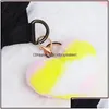 Key ringen sieraden stijlvolle regenboog liefde vorm ball sleutelhanger houder tas charm ornament schattige pluche pompom autoring tassen snuisterij chirstm dhbcq