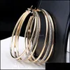 Hoop Huggie Luxury Mtilayer Big Earrings Women Trendy Matte Round Large Size For Girl Female Fashion Ear Jewelry Drop Delivery Otadm