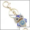 Key Rings Jewelry Cute Owl Crystal Chains Holder For Car Keyrings Keychains Women Flower Purse Bag Buckle Pendant Drop Delivery 2021 Dhiwe