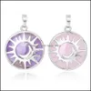 Arts et artisanat pierre naturelle améthystes Quartz rose Chakra Lapis alliage soleil lune pendentifs breloques pour collier bijoux accessoires Mar Dh5Eu