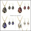 Earrings Necklace Crystal Water Drop Jewelry Set Diamond Gold Chains Women Fashion 53 D3 Delivery Sets Dh1Uw