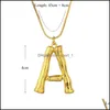 Pendant Necklaces Trendy 26 Capital Letter Necklace English Alphabet Custom Short Gold Chain Uv Color Retention Birthday Gift Jewelr Dh6Hw