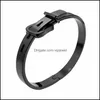 Bracelet Top Qualité 316L Titane Acier Boucle De Ceinture Bracelet Pour Femmes Hommes 6Mm 8Mm Or Argent Noir Bracelets Bijoux De Mode Cadeau D Dhxen