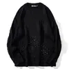 Pulls masculins trouble de couleur de couleur un pull de tricot hommes femmes femmes d'automne hiver surdimensionnaires pull en tricot lâche street hip hop mode noir pull