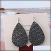 Dangle Chandelier Fashion Designer Pu Boucles d'oreilles en cuir Weave Modèle Goutte d'eau Ovale Double Side Sier Crochet pour femmes Noël Par Dhcxh