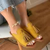 Slippels Dames schoenen Zomer Bohemie Tassel kwastjes Casual platte peep teen Sandalen slippen op slipper plus maat