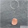 Nyckelringar Fashion Irregar Stone Pendant Keychain Healing Pink Crystal Chains Accessories Drop Leverans smycken DHWRV