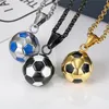 Pendant Necklaces Soccer Ball Necklace Gold Color I Love Football Hip Hop Women/Men Jewelry Stainless Steel Collar Men