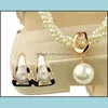 Boucles d'oreilles Collier Beautif Nuptiale Et Plaqué Or À La Main Twisted Cream Pearl Womens Gift Jewelry Sets 2 D3 Drop Delivery Dh2Wa