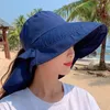 Wide Brim Hats Fashion Women Summer UV Protection Sun Hat Female Bucket With Neck Flap Outdoor Traveling Beach Cap Eger22