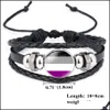 Charm Armbänder LGBT Gay Pride Lederarmband für Frauen Männer Regenbogen Glas Cabochon Geflochtenes Seil Wrap Armreif Armband Mode Jewe Otzai