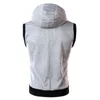 Men's Vests Men Solid Color Hooded Gilet Vest Zip Pocket Sleeveless Slim Waistcoat JacketMen's