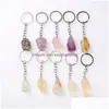 Key Rings Natural Rough Mineral Stone Crystal Quartzs Keychain Women Men Handbag Hangle Car Holder Keyring Jewelry Drop Delivery Dhf1Z