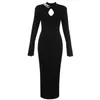 Casual Dresses Wholesale 2023 Women's Black Long Sleeve Stretch Knit Sexig Celebrity Cocktail Party Bandage Dress