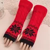 Five Fingers Gloves Women's Winter Mittens Women Fingerless Knitted Snowflakes Female Arm Warmer