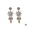 Stud Fashion Jewelry Light Luxury Crystal Flower Earrings S925 Sier Post Tassel Dangle Drop Delivery Dhnye