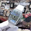 ساعة Wristwatches Diamond Watch for Men نساء زوجين Quartz Wristwatch ذكر أنثى Tonneau Iced Out Full Stone Man Reloj Hombre Relogio Maschulino