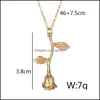 Pendant Necklaces Simple Red Rose Flower Statement Necklace For Women Choker Gold Color Boho Charm Jewelry Nice Gifts Drop Delivery P Otvel
