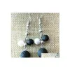 Arts And Crafts Black Lava Stone Imitation Pearl Earrings Necklace Diy Aromatherapy Essential Oil Diffuser Dangle Earings Jewelry Wo Dhz6L