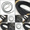 Artes e artesanato Cordamento de couro preto 45cm Chain Chain Colar Corda Pingente Jóias Acessório Droga Droga Home Garden Dhnka