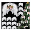 クリスマスの装飾UPS熱伝達天使の翼飾り飾り飾りペンダントラウンドアルミニウムシートDIYツリーハンギングタグDH4YE