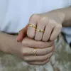 Küme halkaları tasarım moda at snaffle bit ile bling cz paved kadınlar cazibe altın renkli bant parmak yüzüğü punk tarzı mücevher