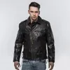 Herrläderfaux 2023 Vintage Black Men Slim Fit Biker's Jacket Plus Size 6xl äkta tjock Cowhide Russian Motorcykelrock