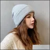 Beanie/Skull Caps Fashion Street Beanie Hat For Women Winter Hats Knitted Rabbit Fur Sklies Warm Bonnet Cap Female Girl Drop Deliver Otqw3