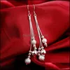 Earrings Necklace Fashion Women Jewelry Sets Sier Plated Tassel Pendant Set Valentines Day Gift Wedding Statement 423 H1 Drop Deliv Dh7Pn