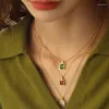 Kettingen 925 Sterling Silver Korea Dongdaemun Color Gemstone ketting Dames Retro Fashion Clavicle Chain Simple Sweater Ketenchains genezen