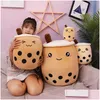 Gevulde pluche dieren schattige melkthee zacht speelgoed poppen kussen kussen plushie roze bubbel kinderen cadeau groothandel drop levering geschenken dhgkl