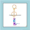 Anahtar Yüzük Mücevher Moda AZ Mektup Anahtarlık Modaya Modaya Modaya Uygun Yaratıcı Colorf 26 İngilizce Başlangıç ​​Reçine Çantası Anahtarlama Kadın Hediye Damla Teslimat DHOC8