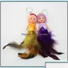 Key Rings Jewelry Princess Cute Doll Chicken Feather Wedding Keychain Pendants Female Bag Pendant Plush Ball Drop Delivery 2021 Udbgx Dhpg5