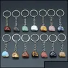 Schl￼sselringe Schmuckheilung Reiki Chakra Naturstein SKL Anh￤nger Keychain Crystal Chakren Quarzketten Aessories 472C3 Drop Lieferung Dhx9i