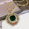 Anhänger Halsketten Top Mode Geometrische Orange Kubikzircon Großen Grünen Stein Halskette Luxus Schmuck Für Frauen Großhandel