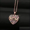 Pendentif Colliers Femmes Mode Strass Amour Cristal Maman Coeur Collier Accessoires Fête Des Mères Cadeaux Bijoux P330Fa Drop Deliver Dhpwj