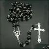 Pendant Necklaces Religious Jesus Cross Chain Classic Handmade Prayer Necklace Crystals Beads Rosary Jewelry Dhs P246Fa Drop Deliver Dh1Eh