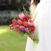 Fiori nuziali SESTHFAR Rose Tulip Red Bouquet Collection Sposa artificiale che tiene la chiesa Deco nuziale Mariage
